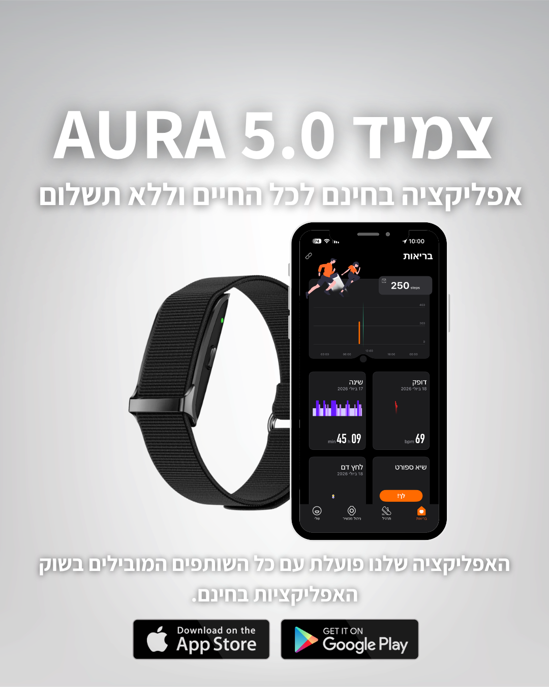 AURA 5.0 | צמיד מעקב אחר הבריאות והגוף